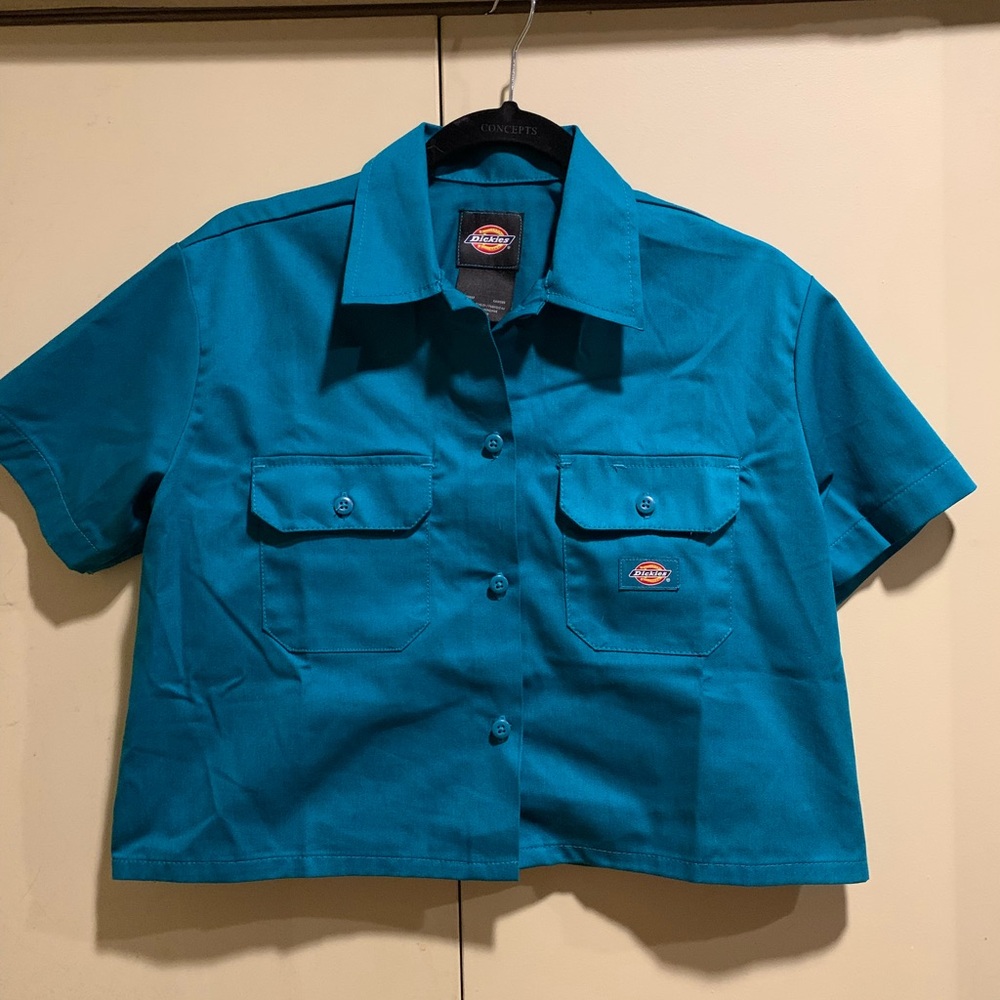 Dickies wide crop top teal